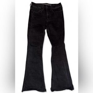 American Eagle Outfitters Black Flared Jeans with Knee Slits